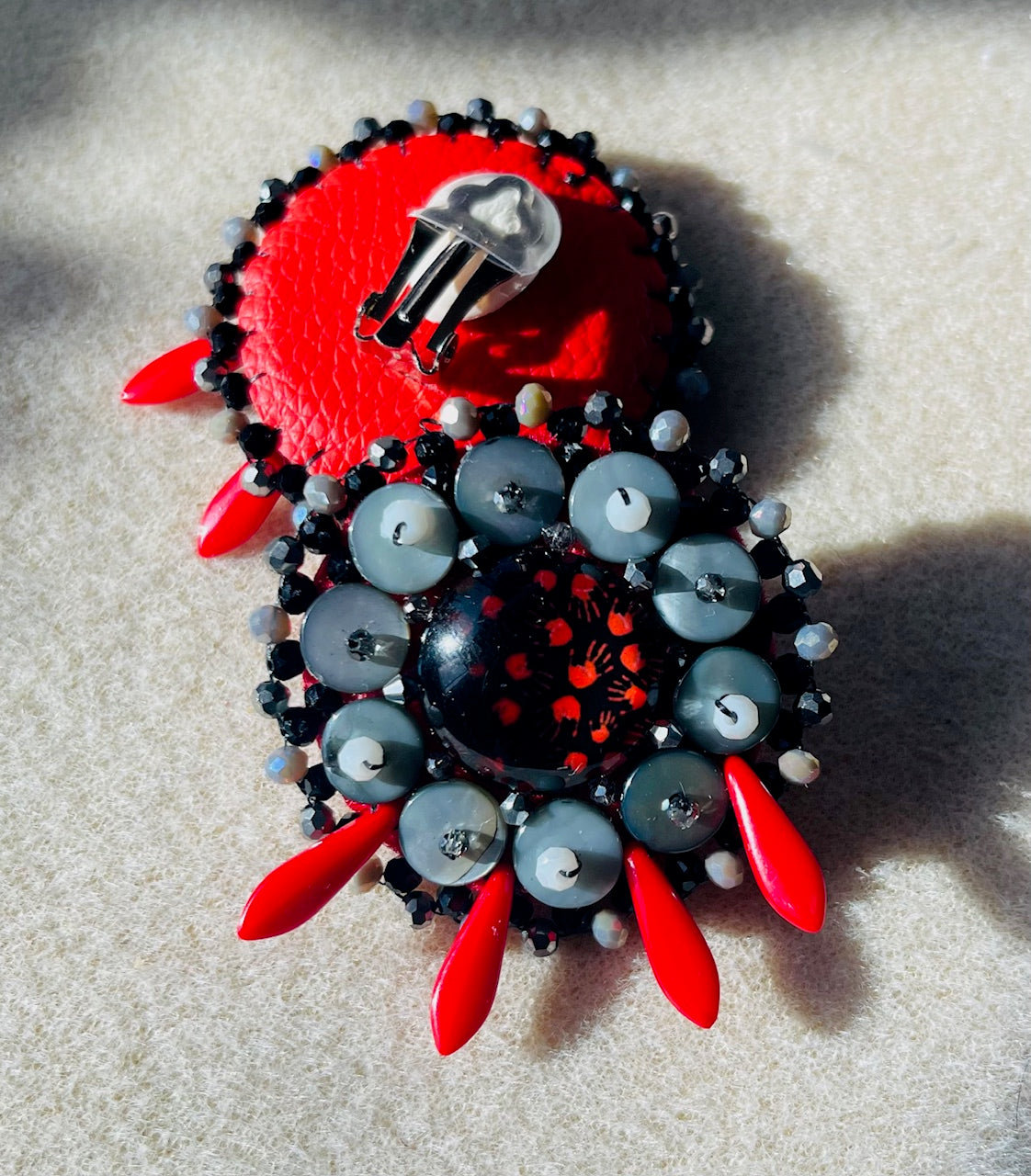 Red and Black MMIW Red Handprint Clip on Earrings