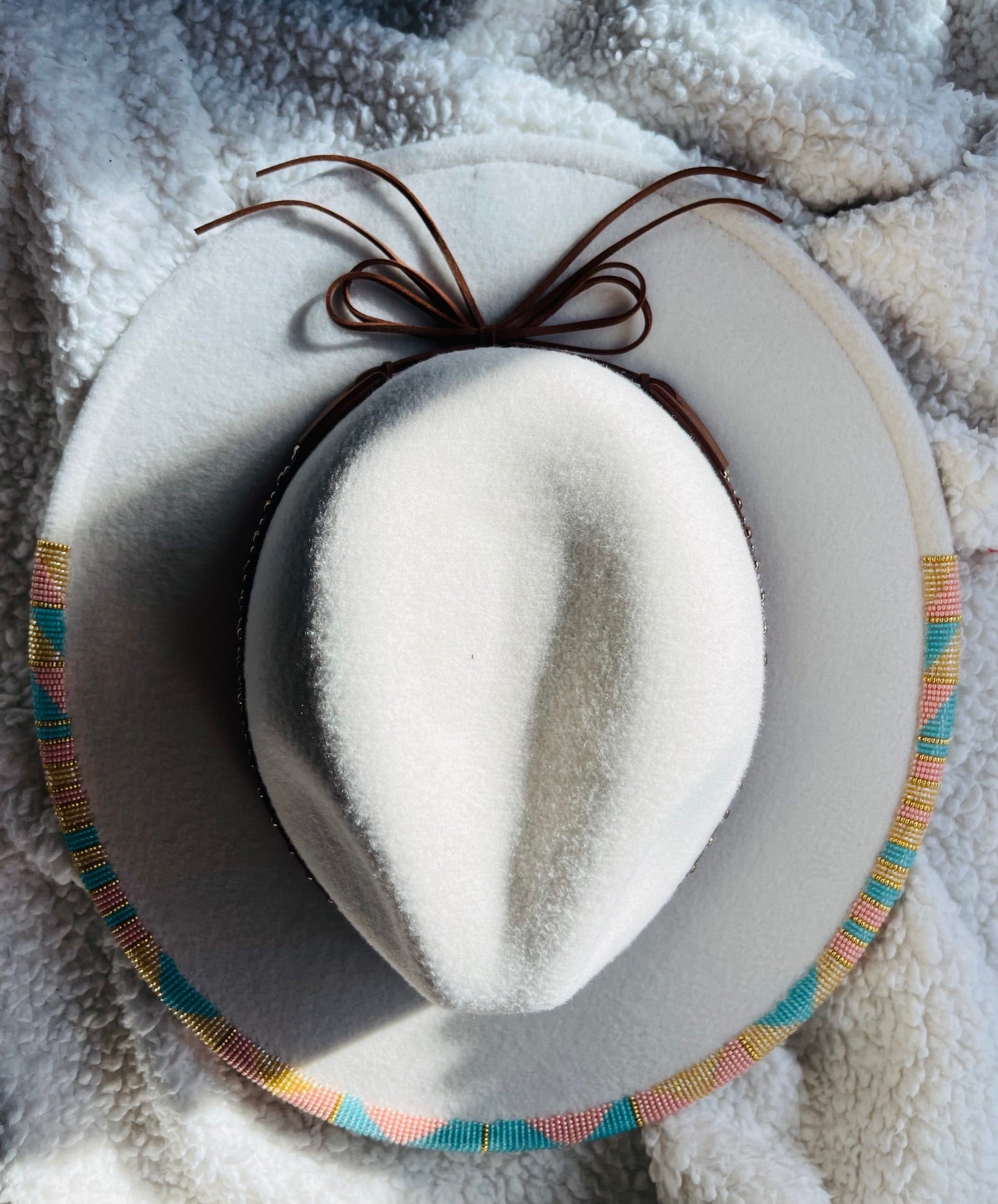 Beautiful Beaded Hat Brim and Studded Earring Set