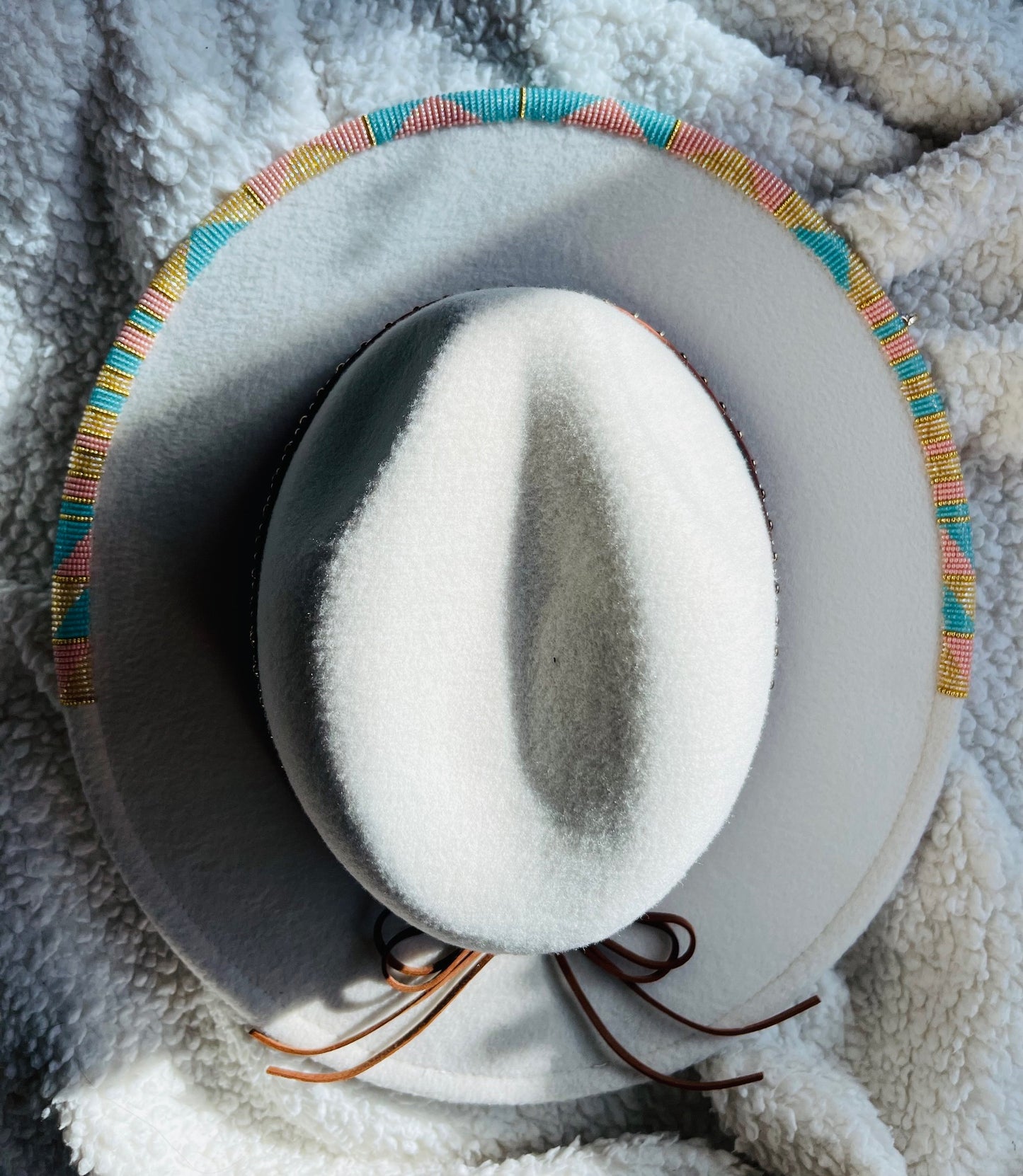 Beautiful Beaded Hat Brim and Studded Earring Set