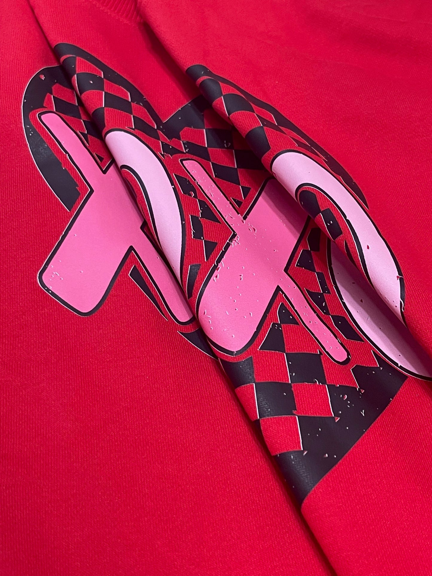 Racing Red "XOXO: Checkered Heart Graphic Plus Size Valentines Sweatshirt