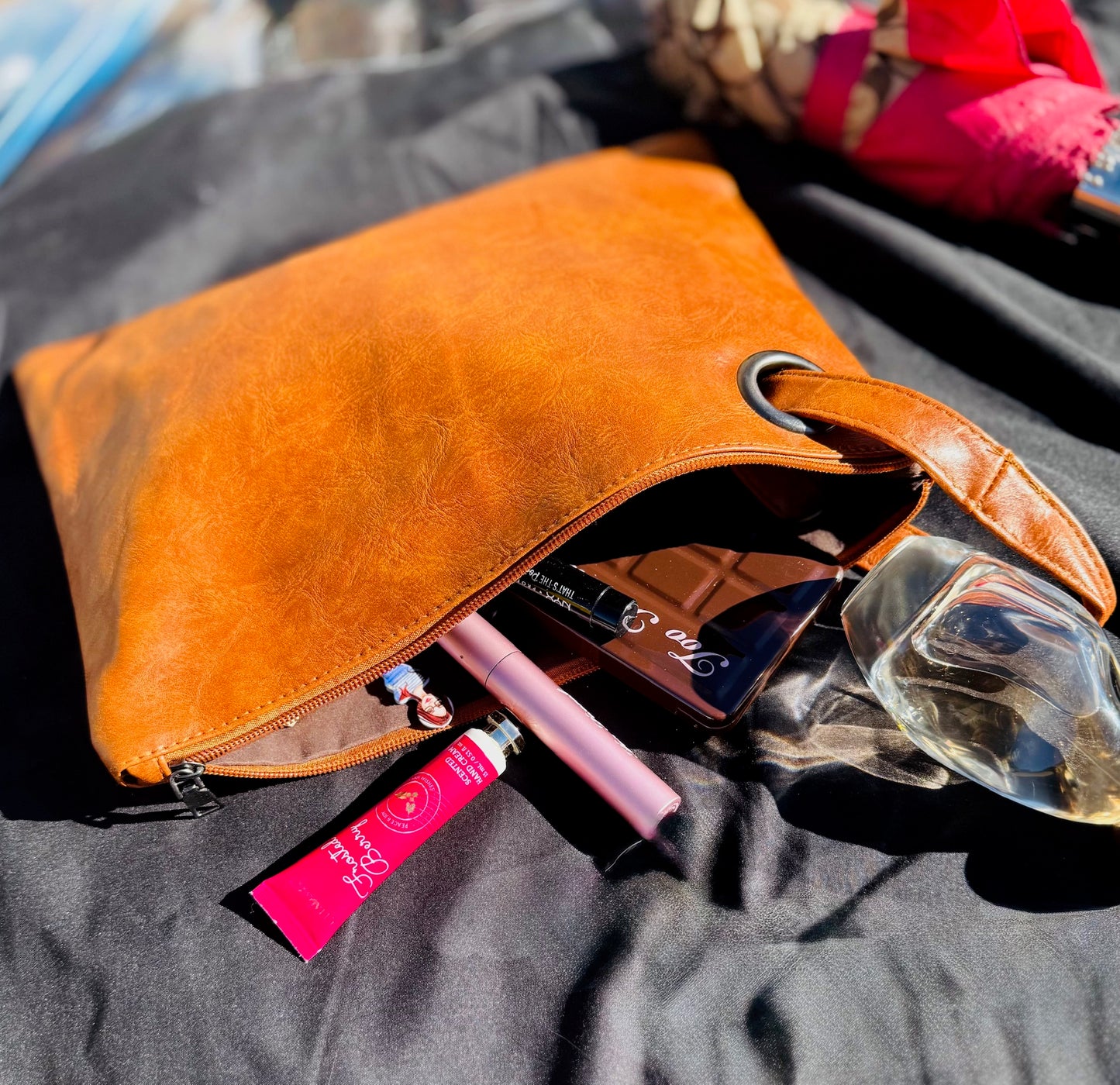 Brown Vintage Leather Oversized Clutch Bag