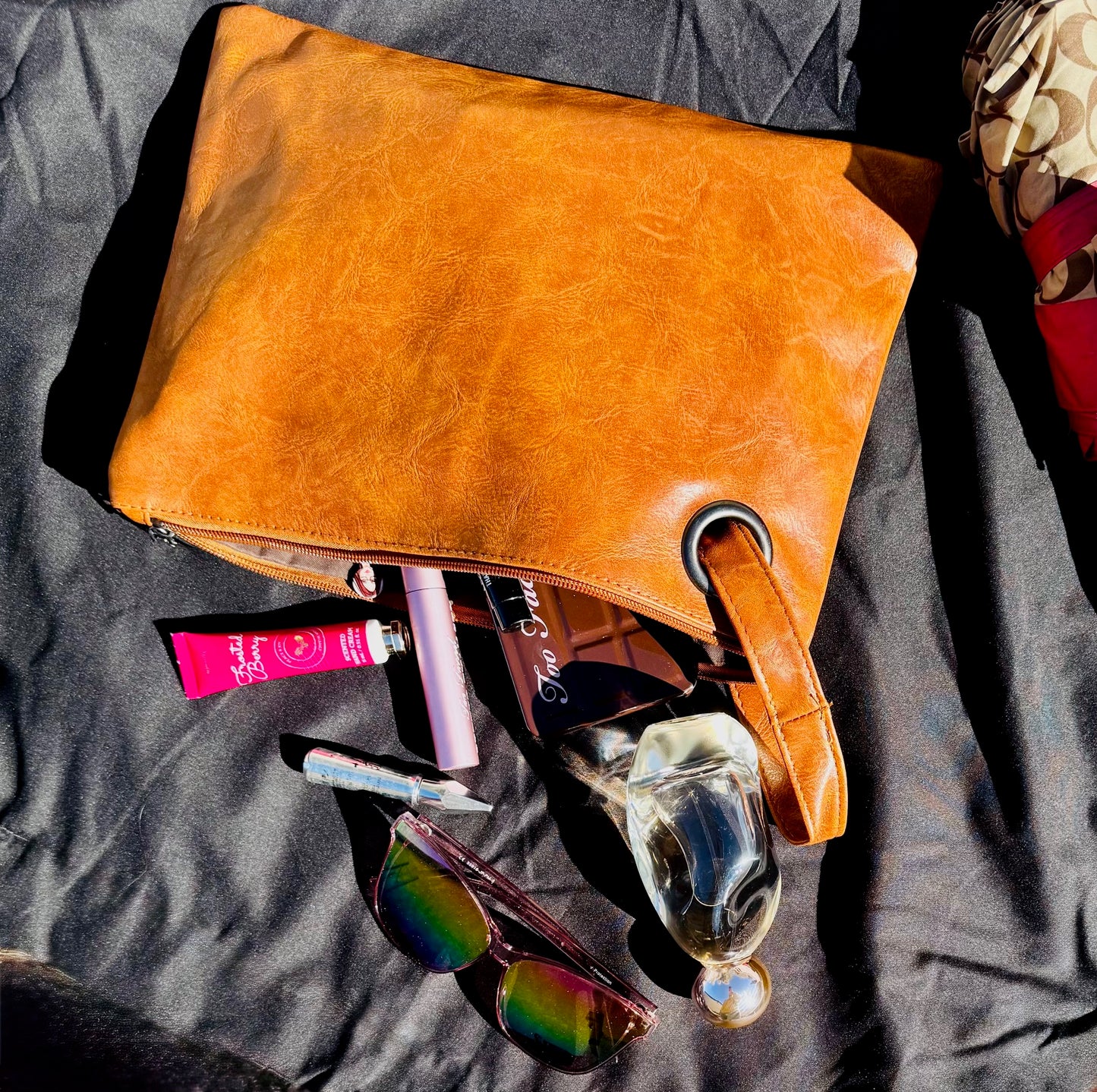 Brown Vintage Leather Oversized Clutch Bag