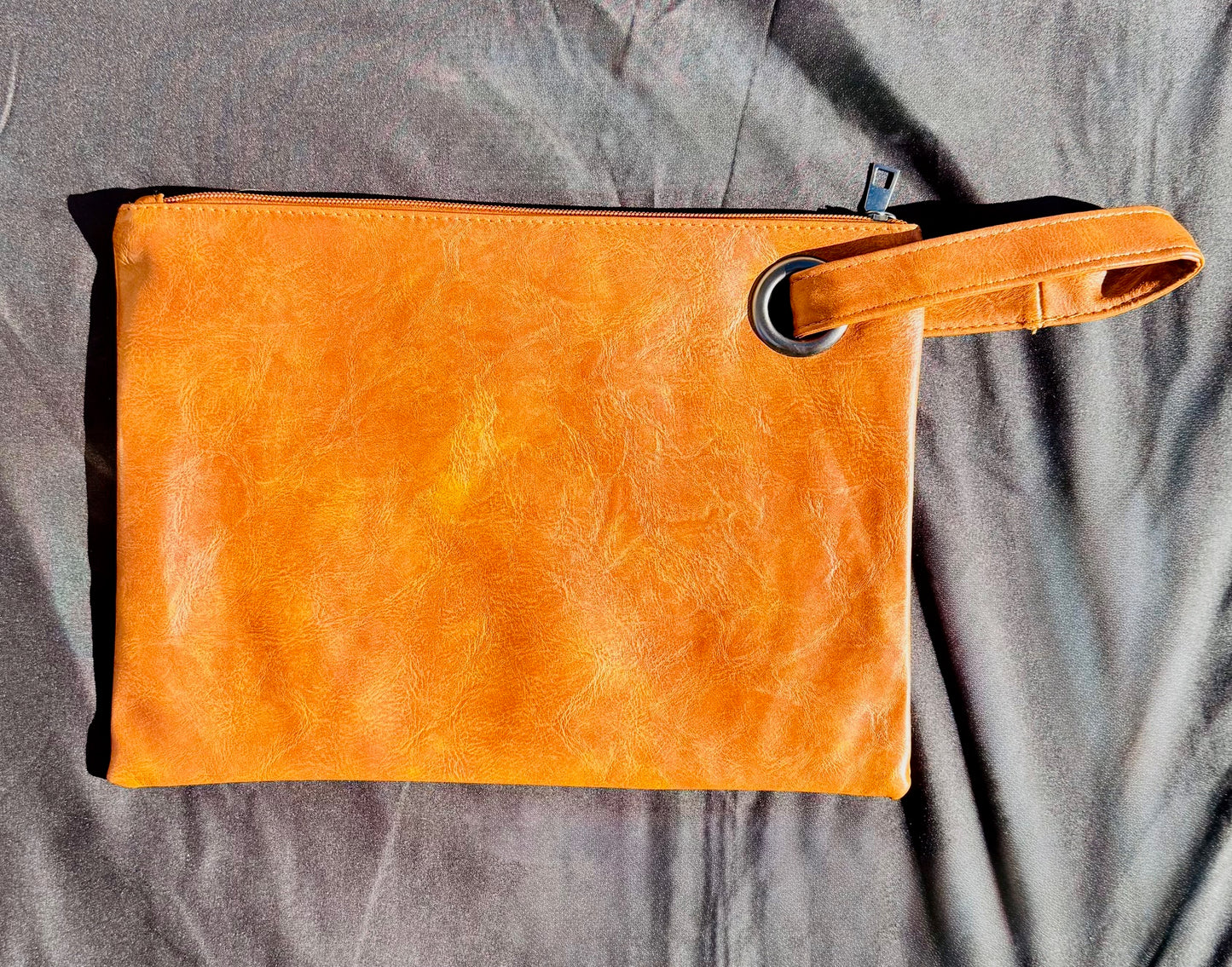 Brown Vintage Leather Oversized Clutch Bag