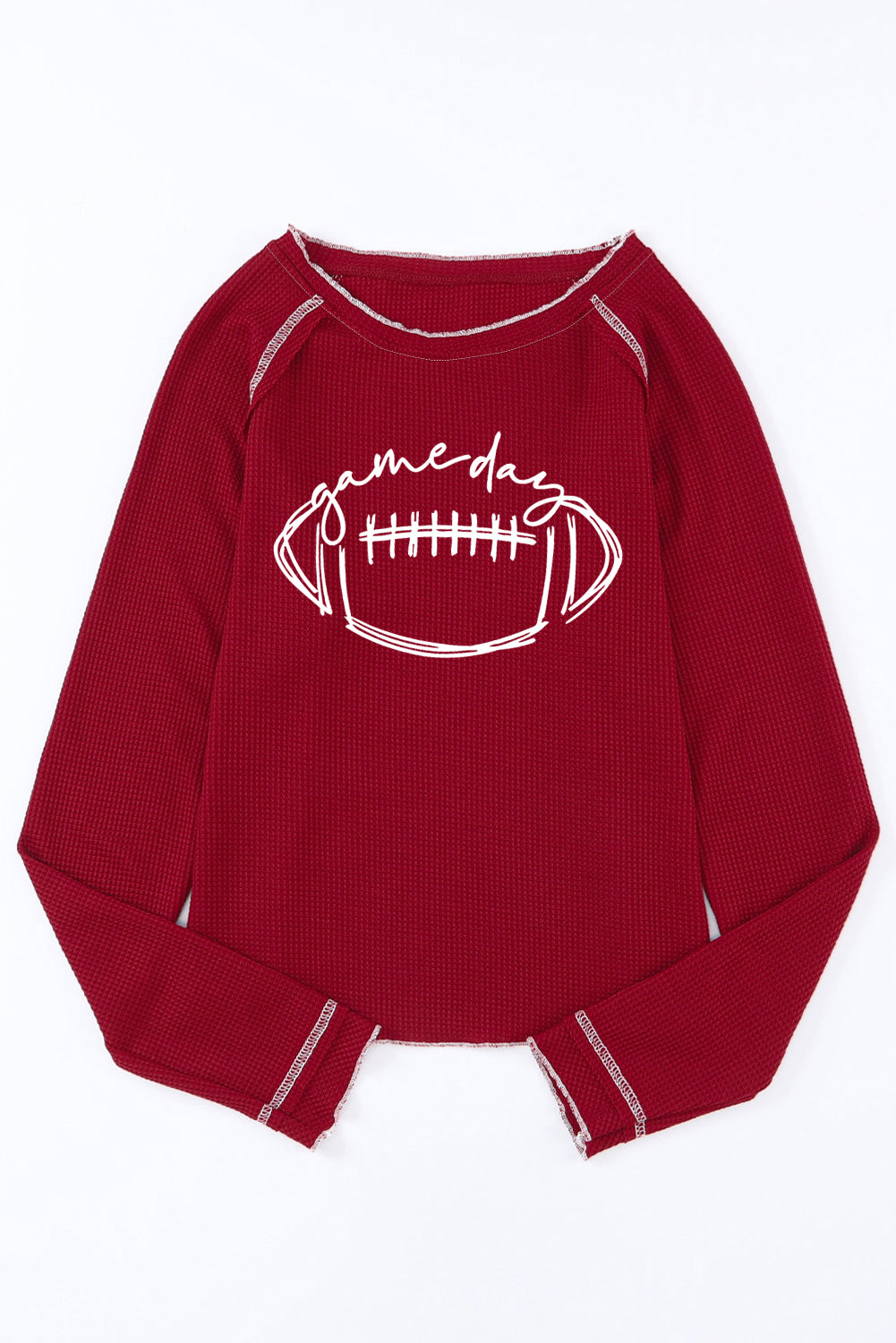 Red Game Day Football Graphic Thermal Knit Top