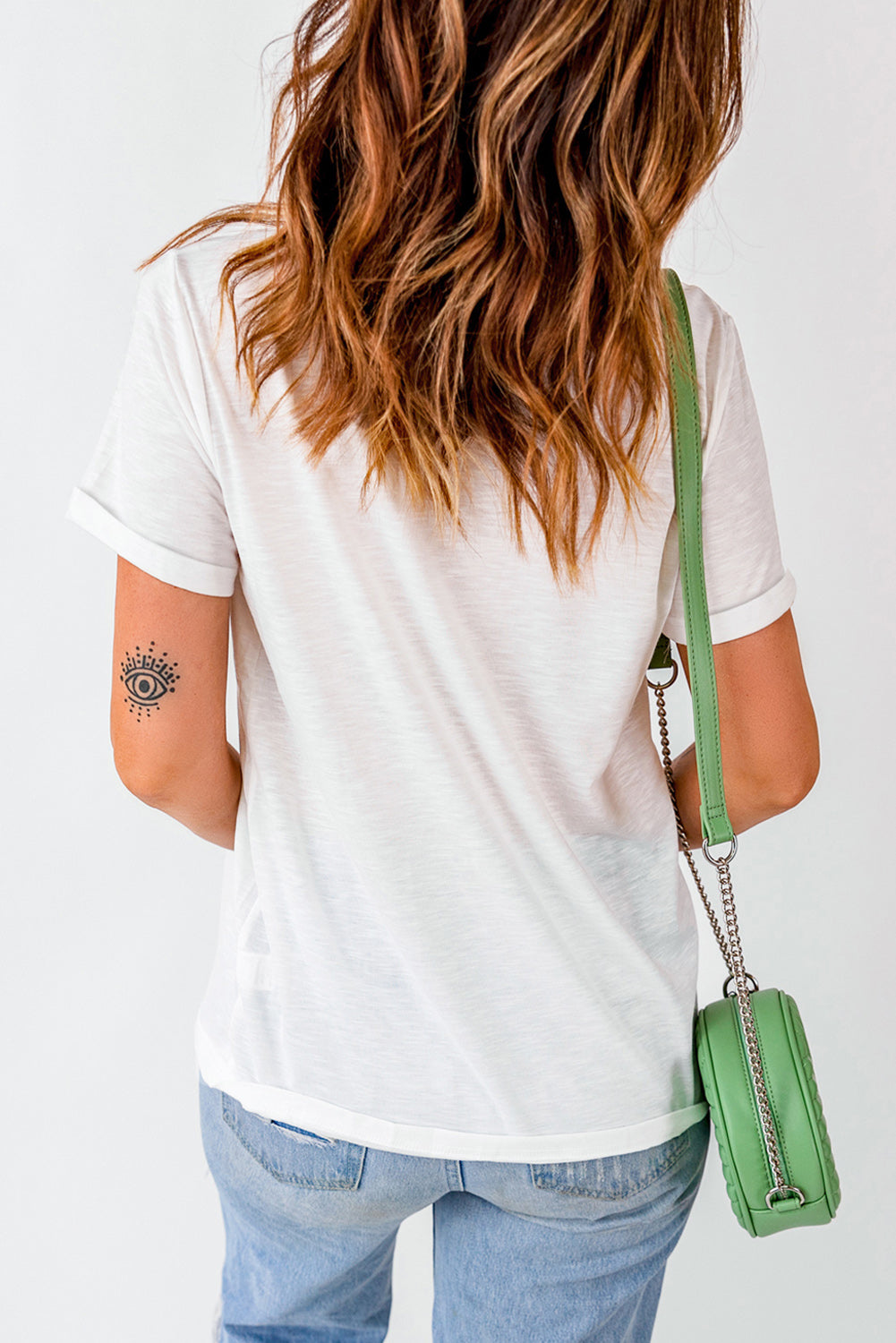 Colorful Heart Shaped Print Crew Neck White T Shirt