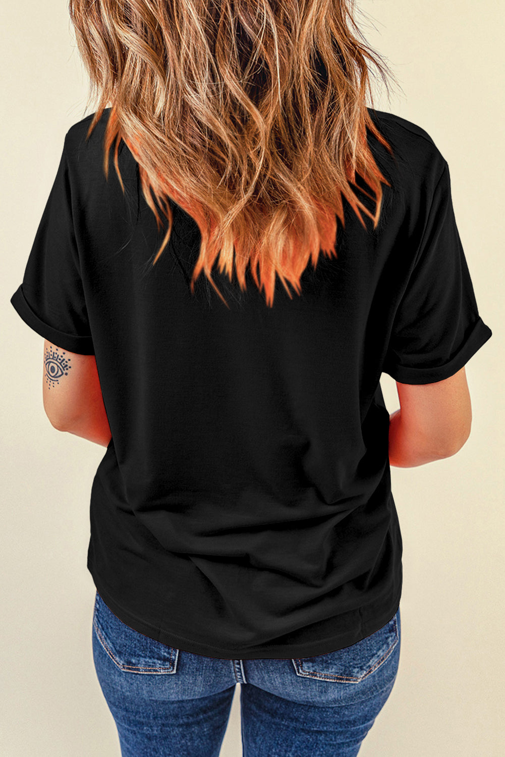 "Hey Sugar" Chenille Heart Patched Black Crewneck Valentines Tee