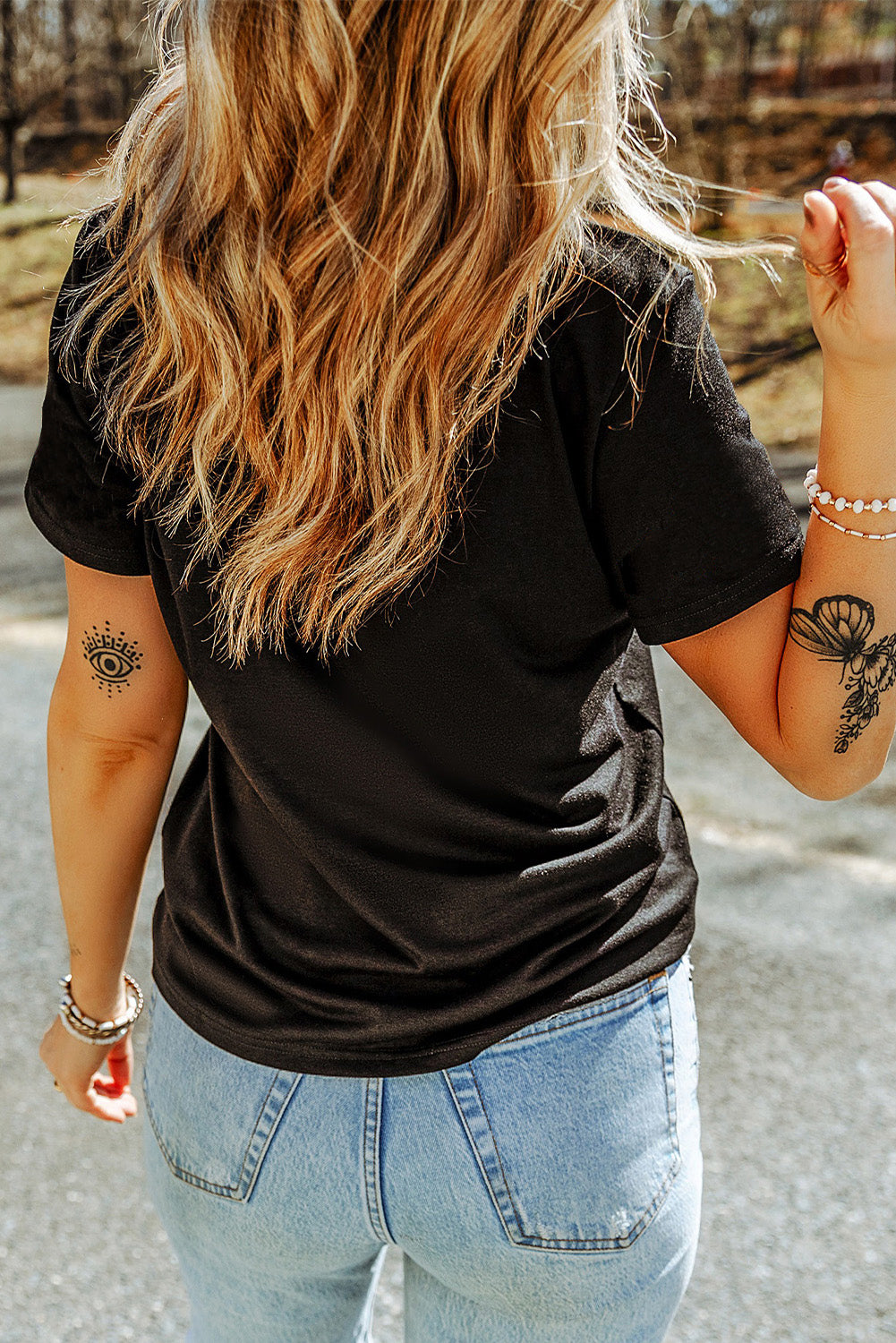 Checkered "LOVE" Graphic Valentine Black Tee