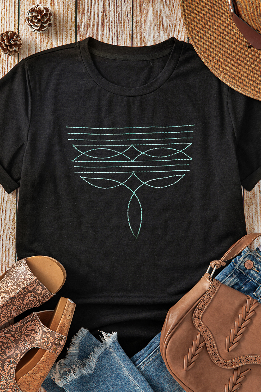“Boot Stitch Legacy” Tee – Western Embroidered Elegance
