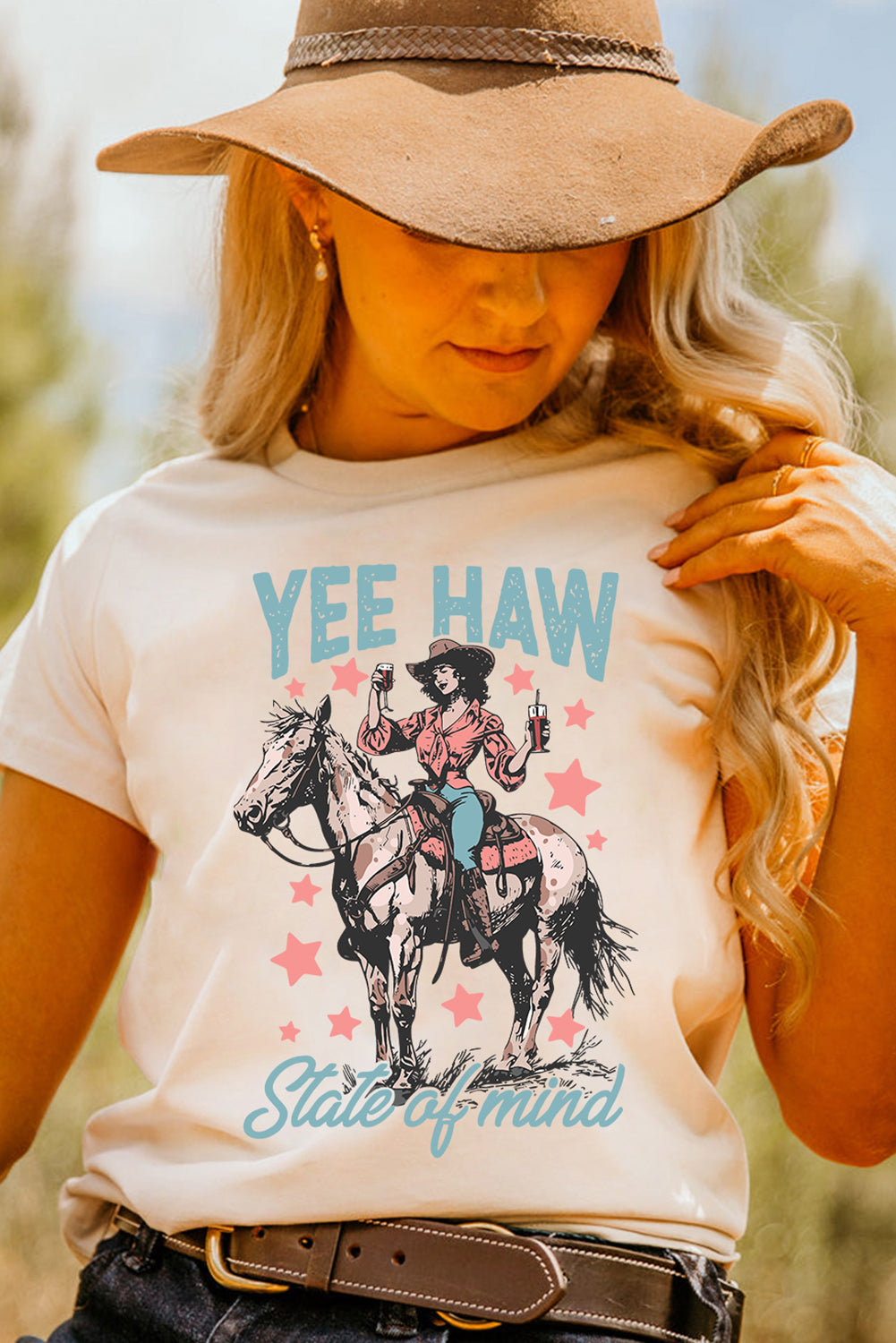 “Yee Haw State of Mind” Cowgirl Graphic Tee – Rodeo Radiance