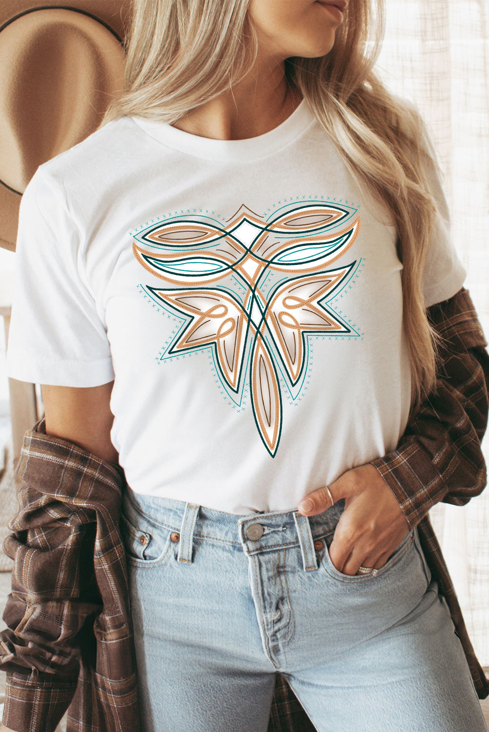 “Boot Stitch Bloom” Graphic Tee – Desert Thread Edition