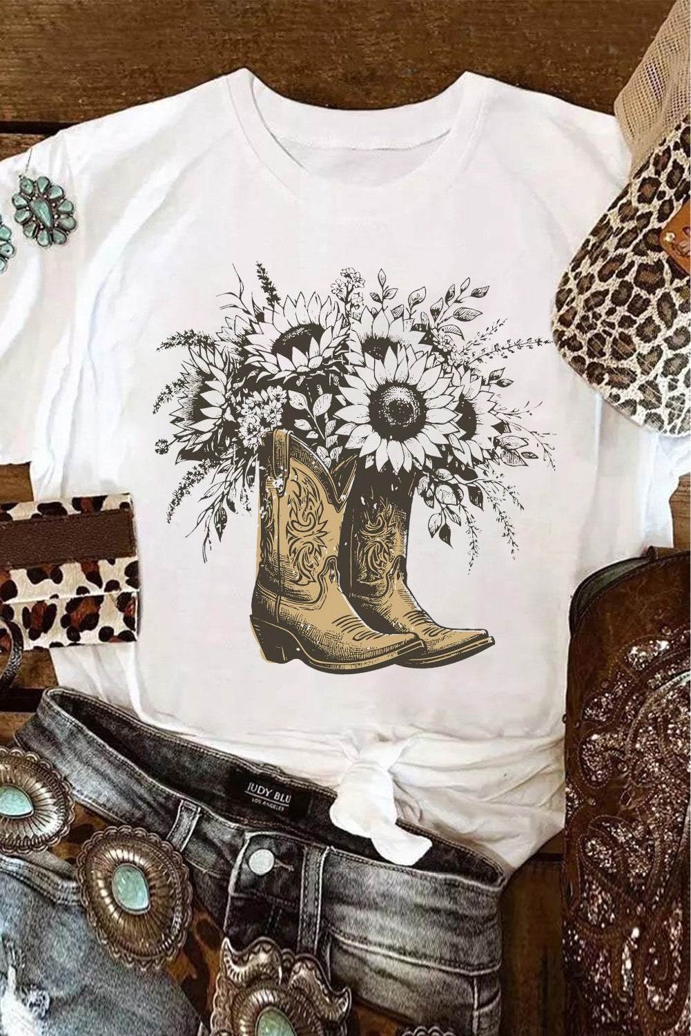 “Sunflower Boots” Graphic Tee – Cowgirl Bloom Edition