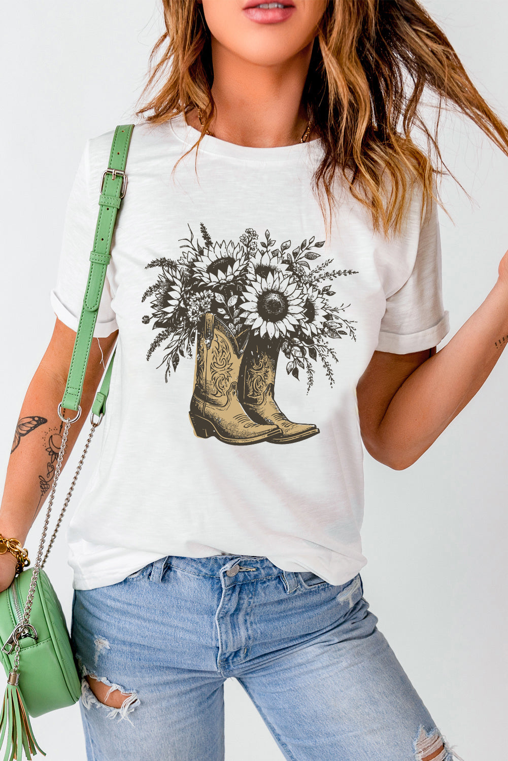 “Sunflower Boots” Graphic Tee – Cowgirl Bloom Edition