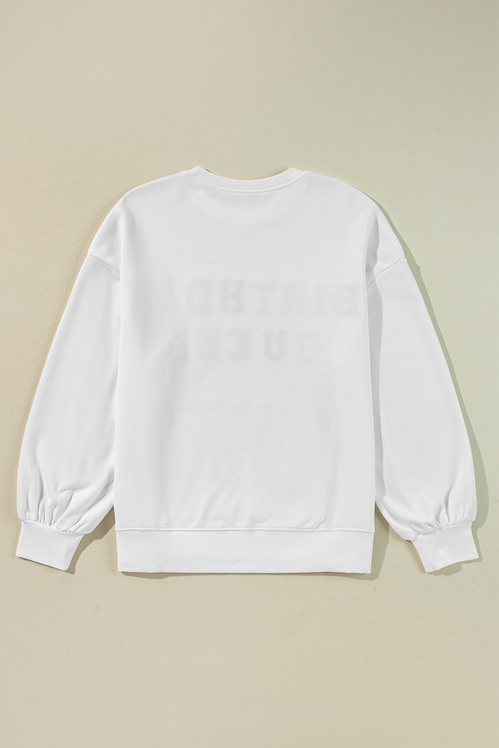 "BIRTHDAY QUEEN" Graphic Balloon Sleeve White Sweatshirt
