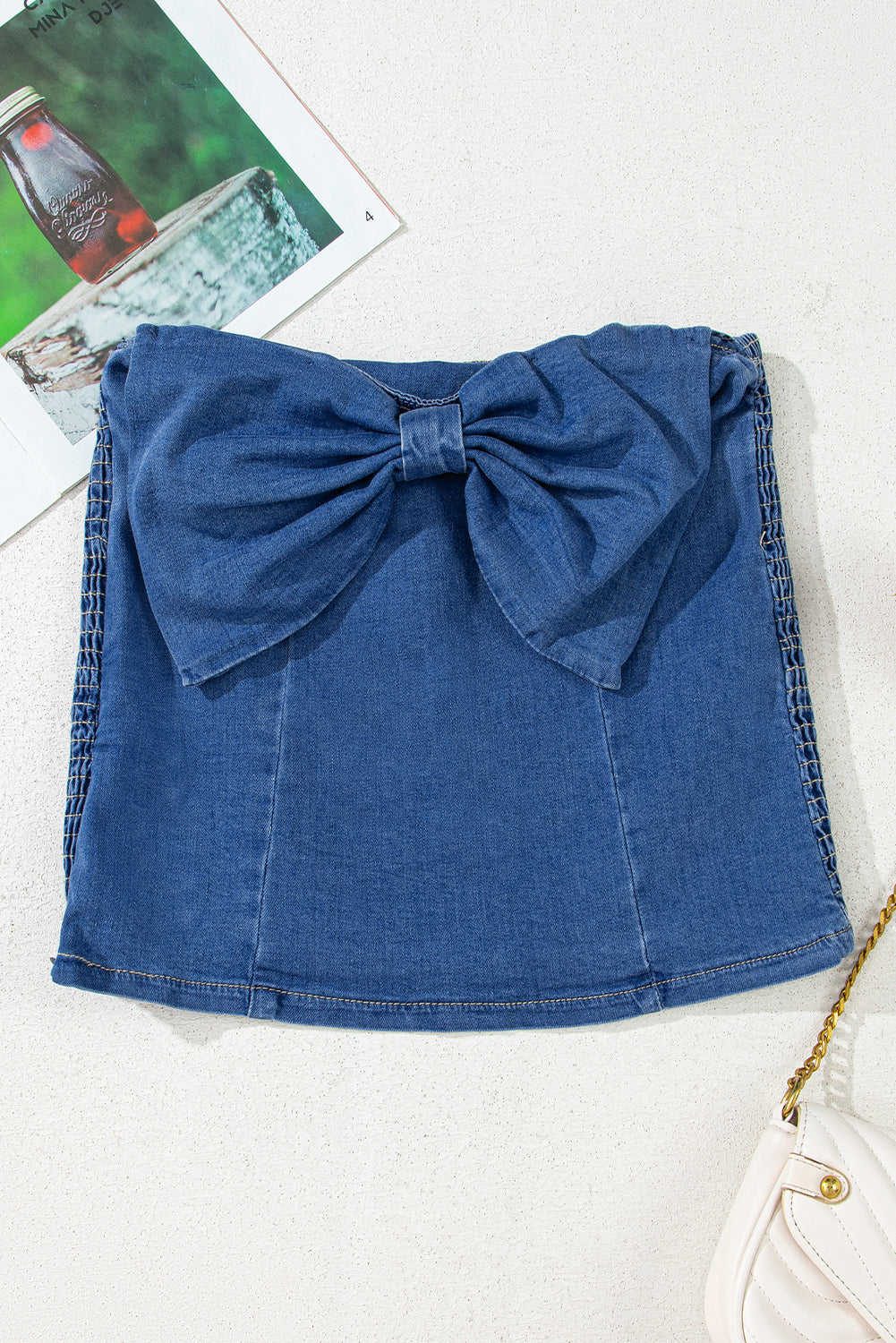 Bow & Buckle Denim Tube Top – Western Charm, Smocked Sass