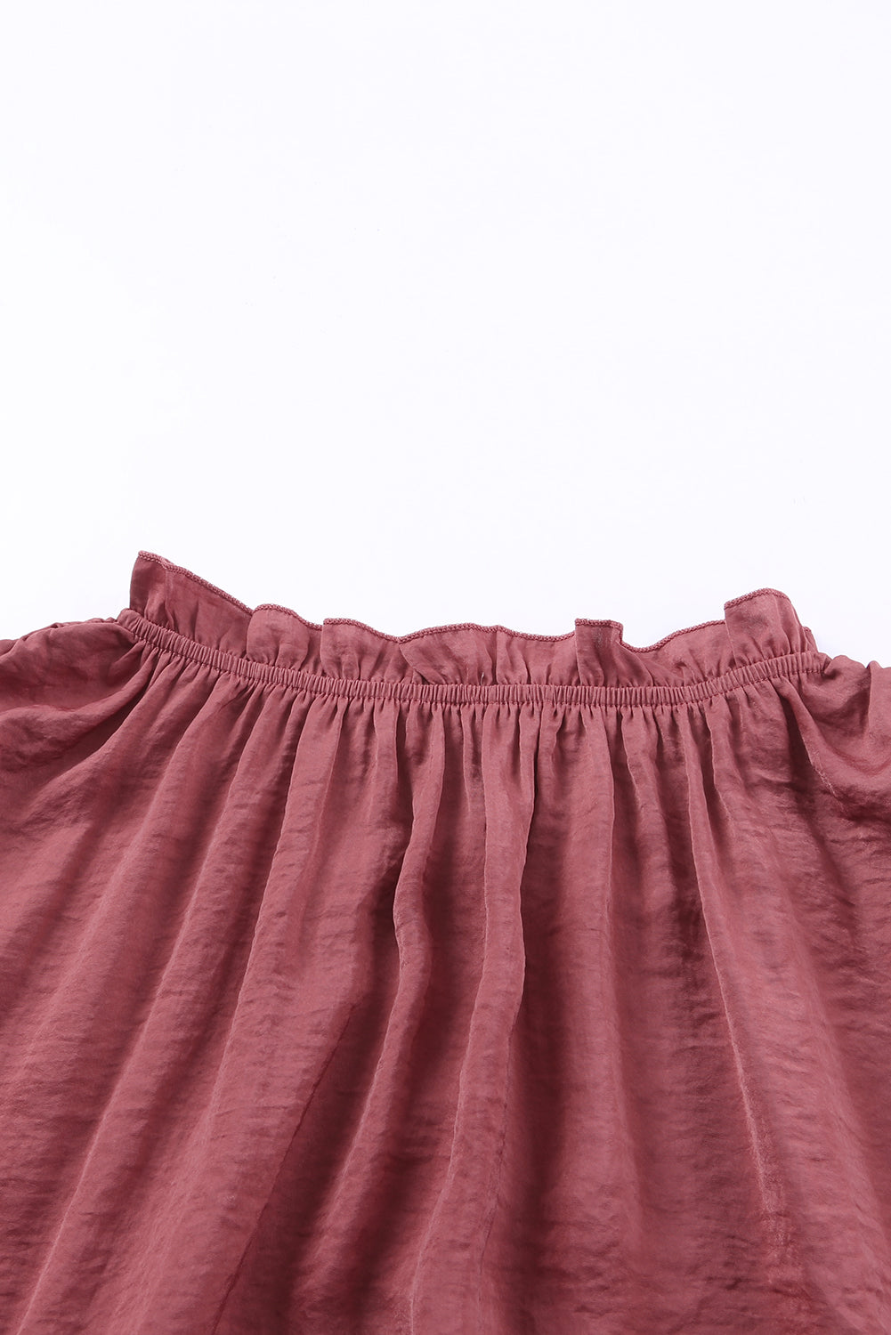 Persian Red Ruffled Long Sleeve and Neck Blouse