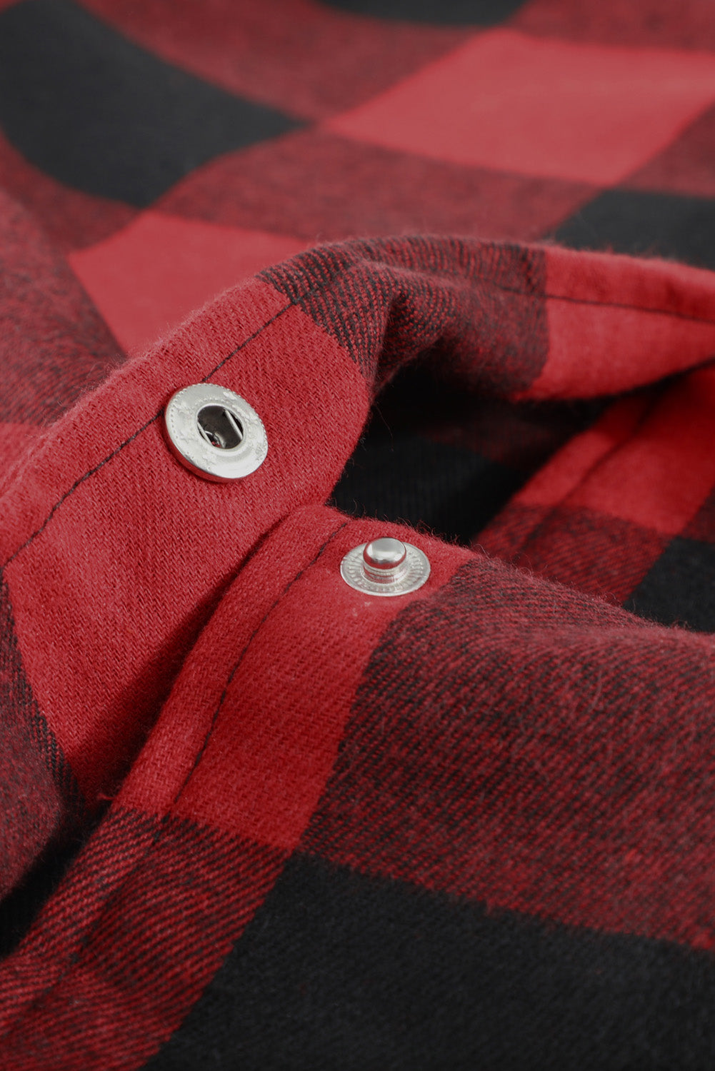 Fiery Red and Black Turn-down Collar Plaid Shirt Coat