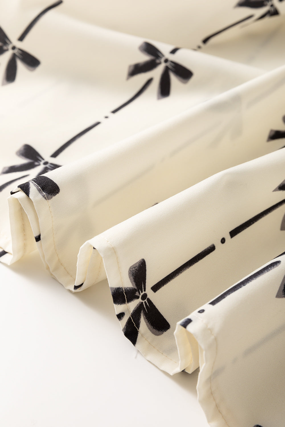 Apricot Bow Printed Ruffled Plus Size Blouse