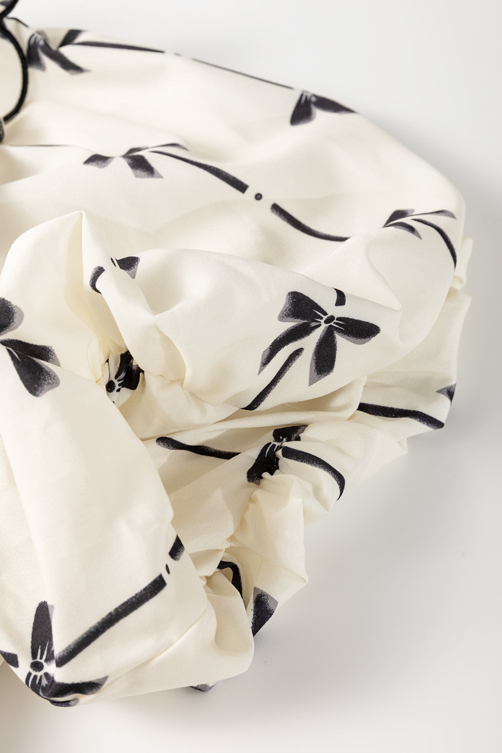 Apricot Bow Printed Ruffled Plus Size Blouse