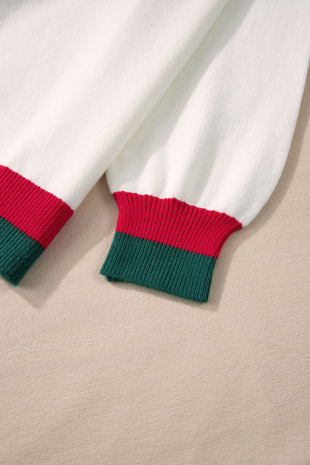 White Drop Shoulder Plus Size Sweater with Tinsel Holly Jolly Pattern