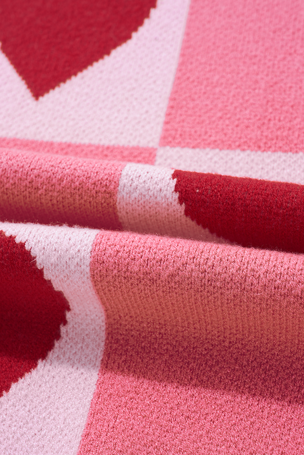 Pink Plus Size Love Heart Block Valentine Sweater