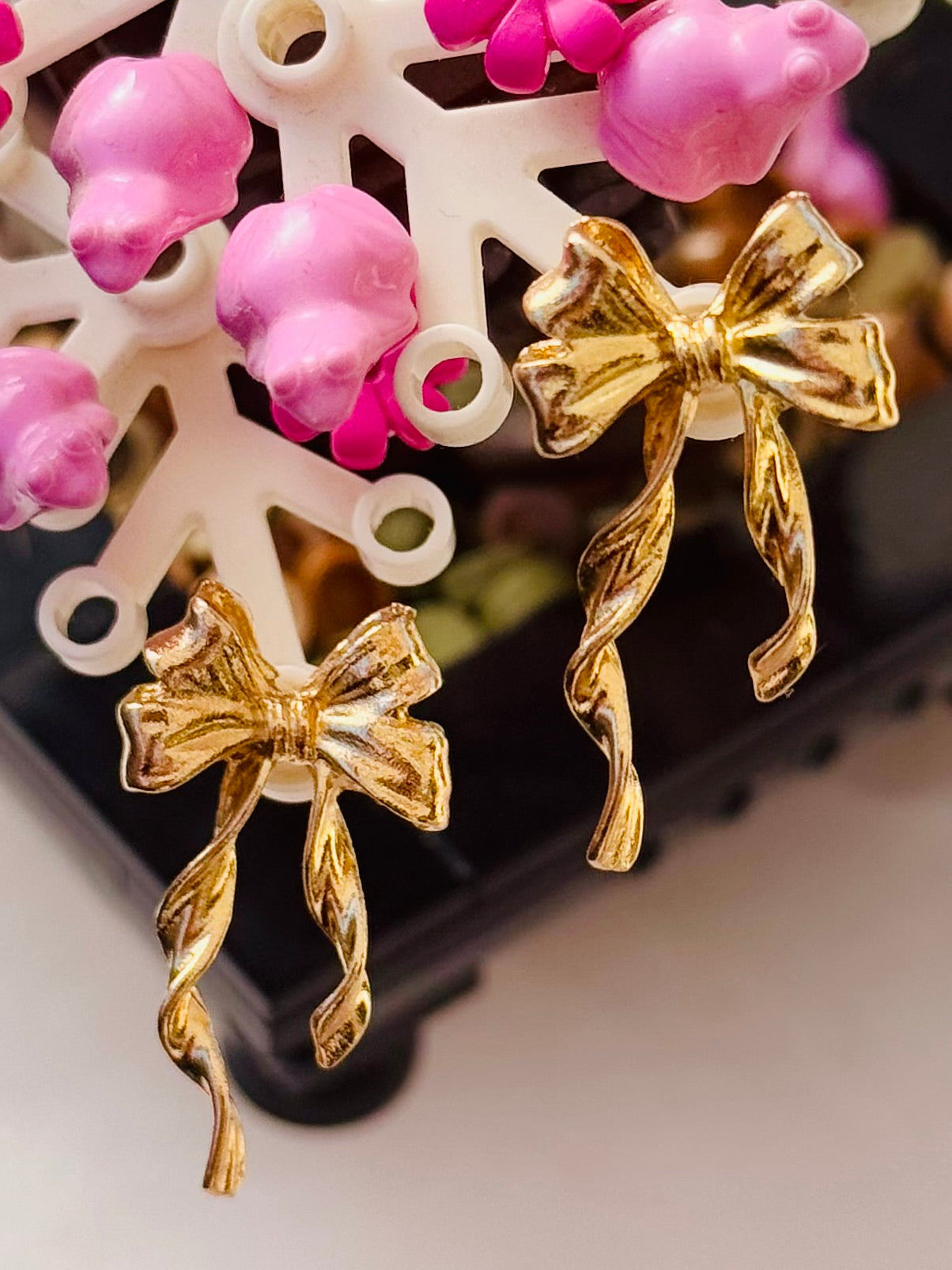 Cute Gold Plated Bow Post Earrings