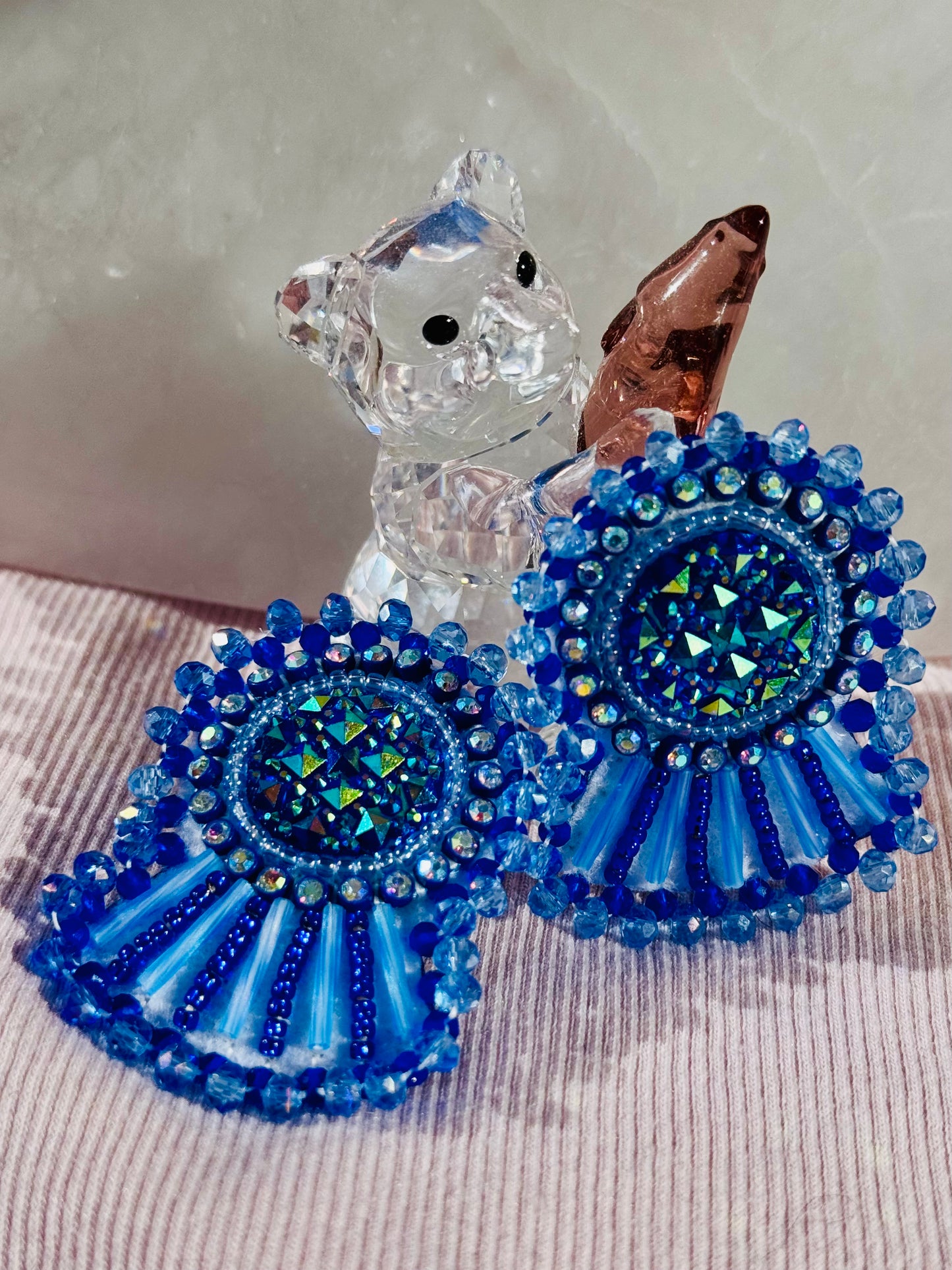 Beautiful Blue Beaded Post Earrings