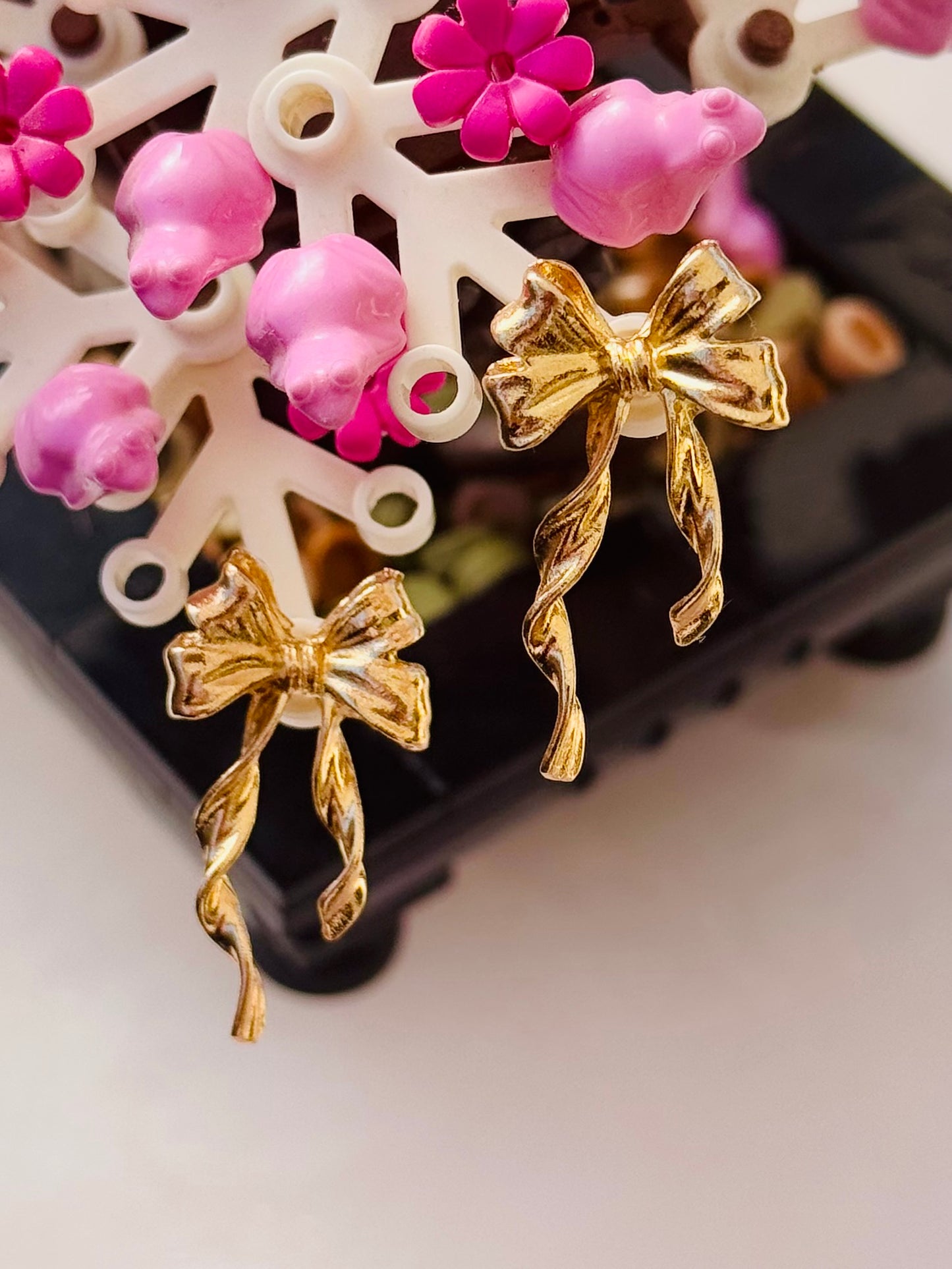 Cute Gold Plated Bow Post Earrings