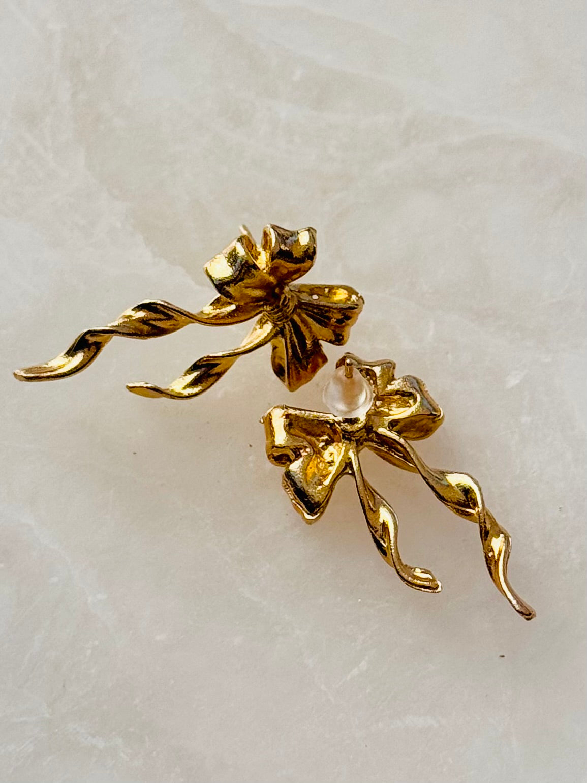Cute Gold Plated Bow Post Earrings