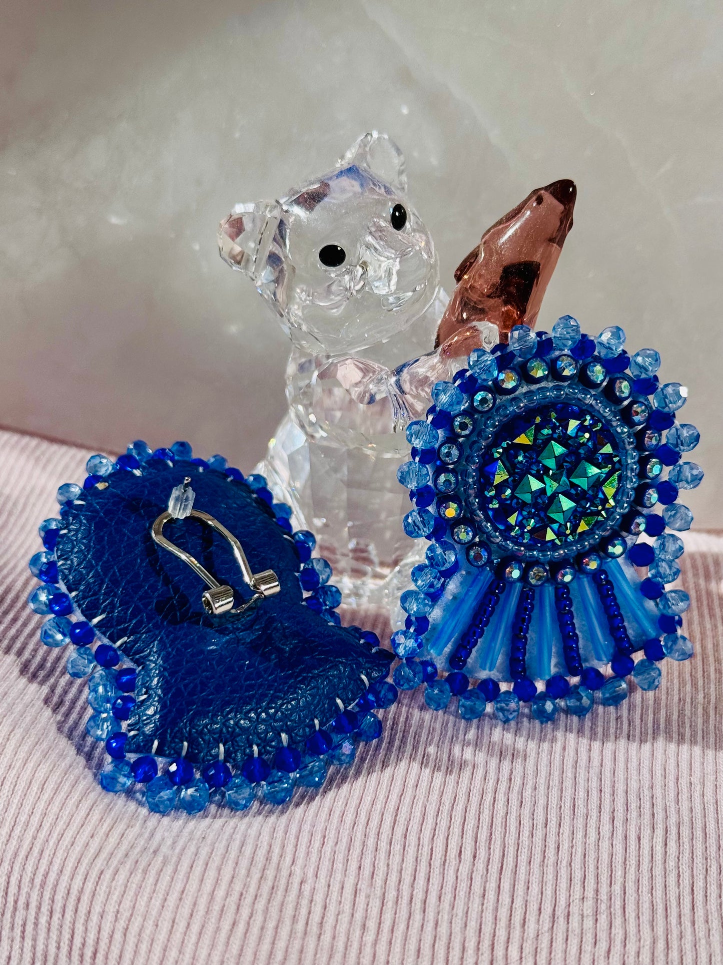 Beautiful Blue Beaded Post Earrings