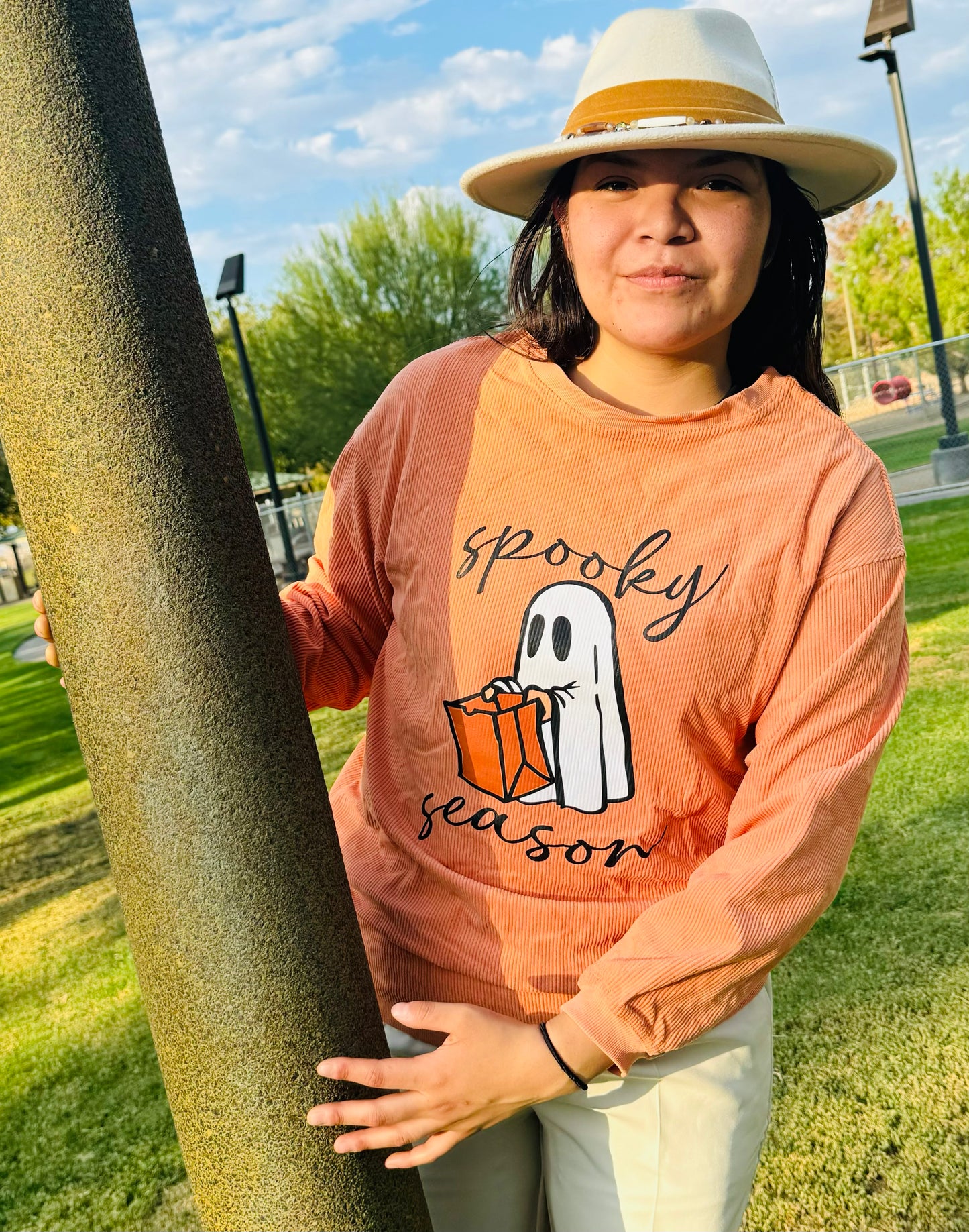 Cute Orange Spooky Season Ghost Sweatshirt