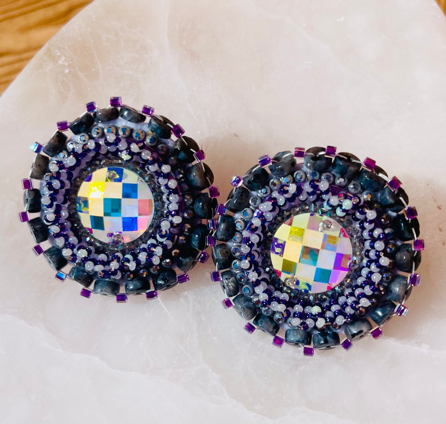 Natural Purple Agate and Labradorite Earring Plugs!!