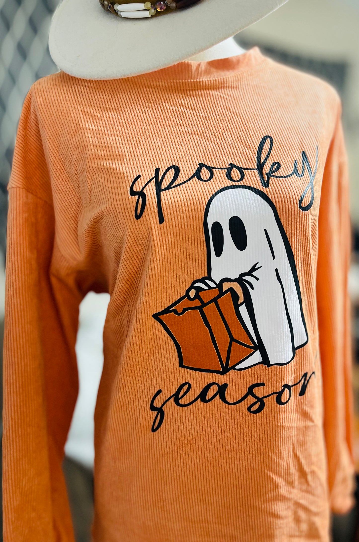 Cute Orange Spooky Season Ghost Sweatshirt