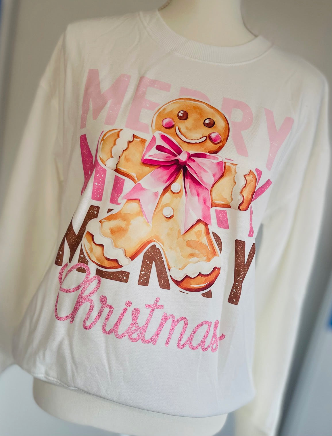 Merry Christmas Gingerbread Man Graphic Sweatshirt