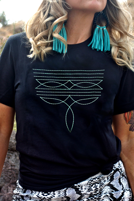 “Boot Stitch Legacy” Tee – Western Embroidered Elegance