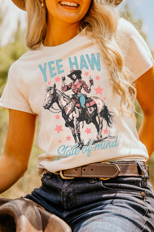 “Yee Haw State of Mind” Cowgirl Graphic Tee – Rodeo Radiance