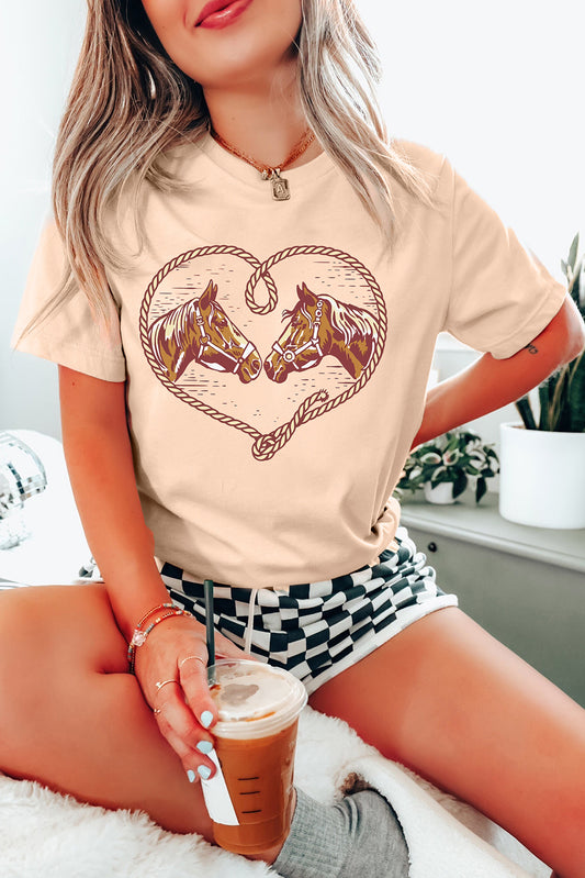 “Roped in Love” Rodeo Horse Heart Graphic Tee – Western Soul Edition