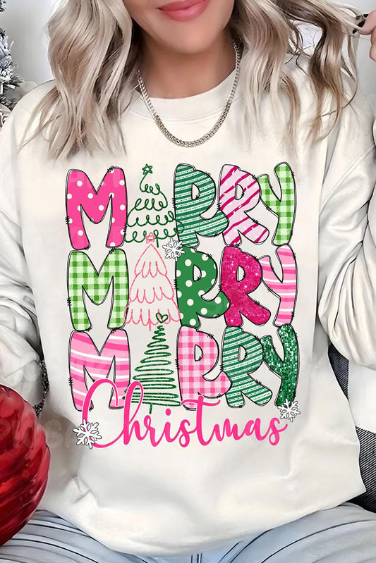 MERRY Christmas Printed Drop Shoulder Pullover Sweatshirt